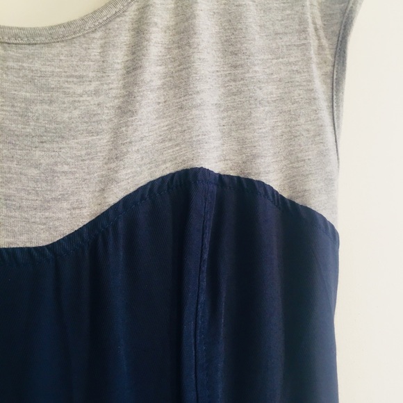 Navy blue and grey jersey illusion mini dress - Picture 5 of 8